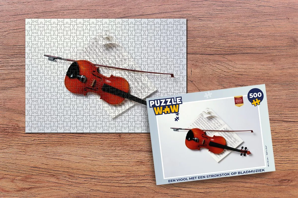PuzzleWow Viool met Strijkstok Legpuzzel 500 Stuks - Multicolor