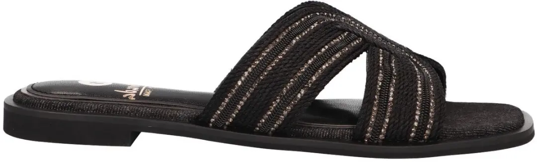 La Strada Slipper Zwart Textiel