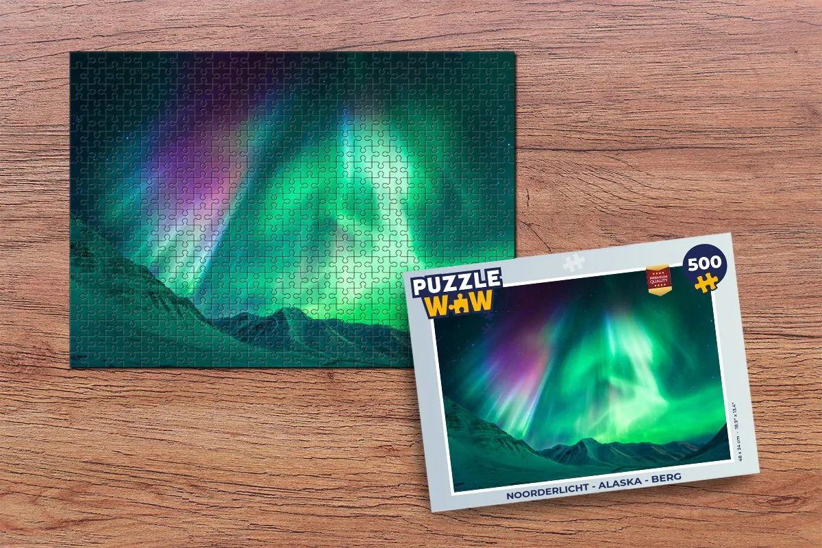 PuzzleWow Noorderlicht Alaska Legpuzzel 500 Stuks - Multicolor