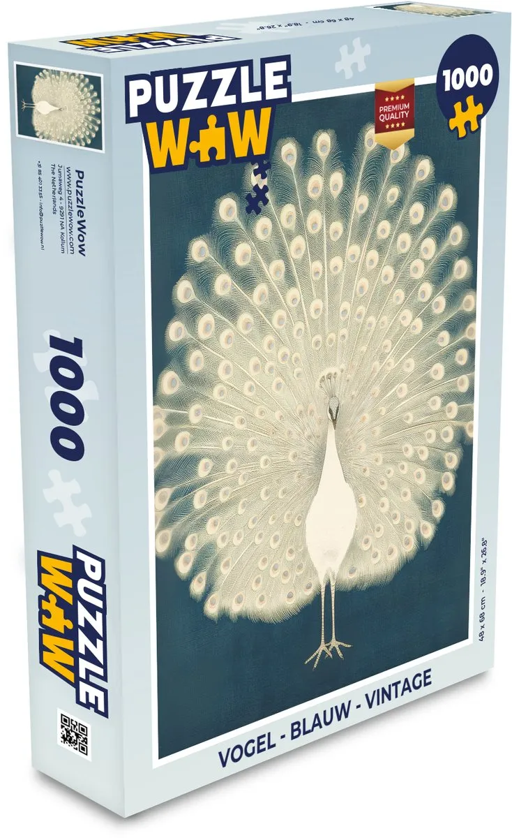 PuzzleWow Vogel Legpuzzel 1000 Stuks - Blauw