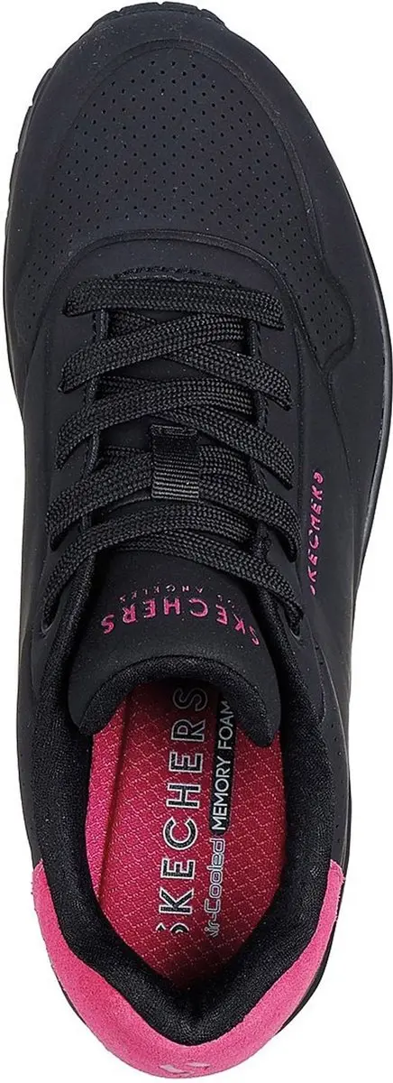 Skechers Uno Pop Back Sneakers - Dames 37 - Zwart Roze - afbeelding 6 van 6