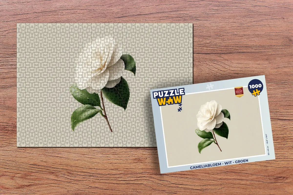 PuzzleWow Cameliabloem Legpuzzel 1000 Stuks - Wit/ Groen
