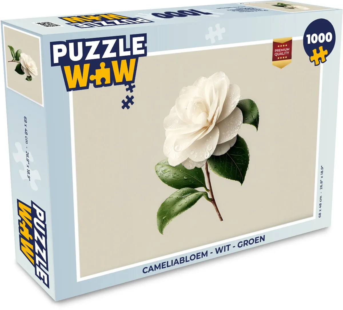 PuzzleWow Cameliabloem Legpuzzel 1000 Stuks - Wit/ Groen