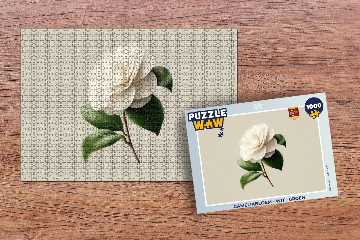 PuzzleWow Cameliabloem Legpuzzel 1000 Stuks - Wit/ Groen