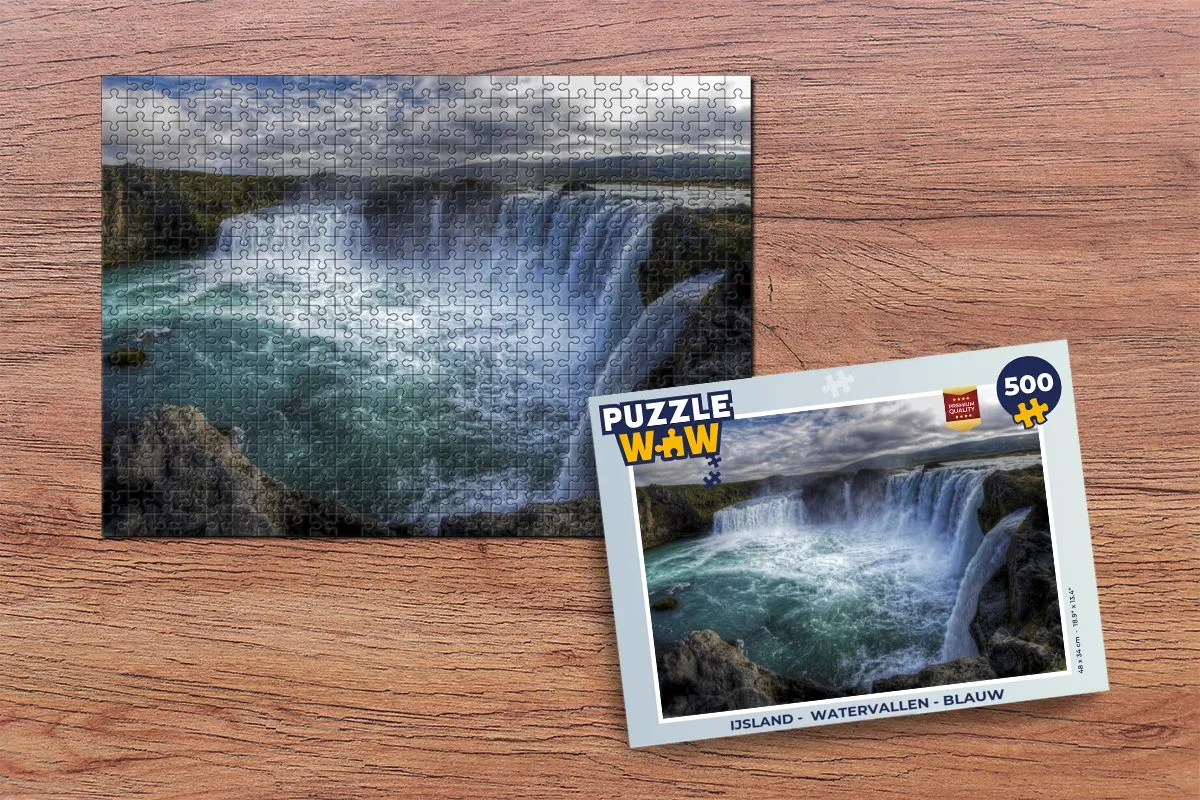 PuzzleWow IJsland Watervallen Legpuzzel 500 Stuks - Multicolor