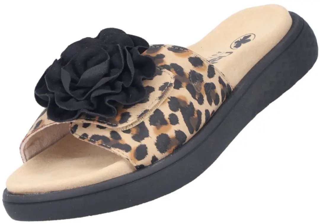 Rieker dames muiltjes zwart/leopard