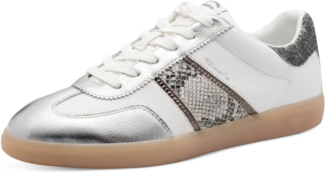 Tamaris Sneaker 1-23624-43 171 dames lage damesschoenen leer M2362443 wit/zilver