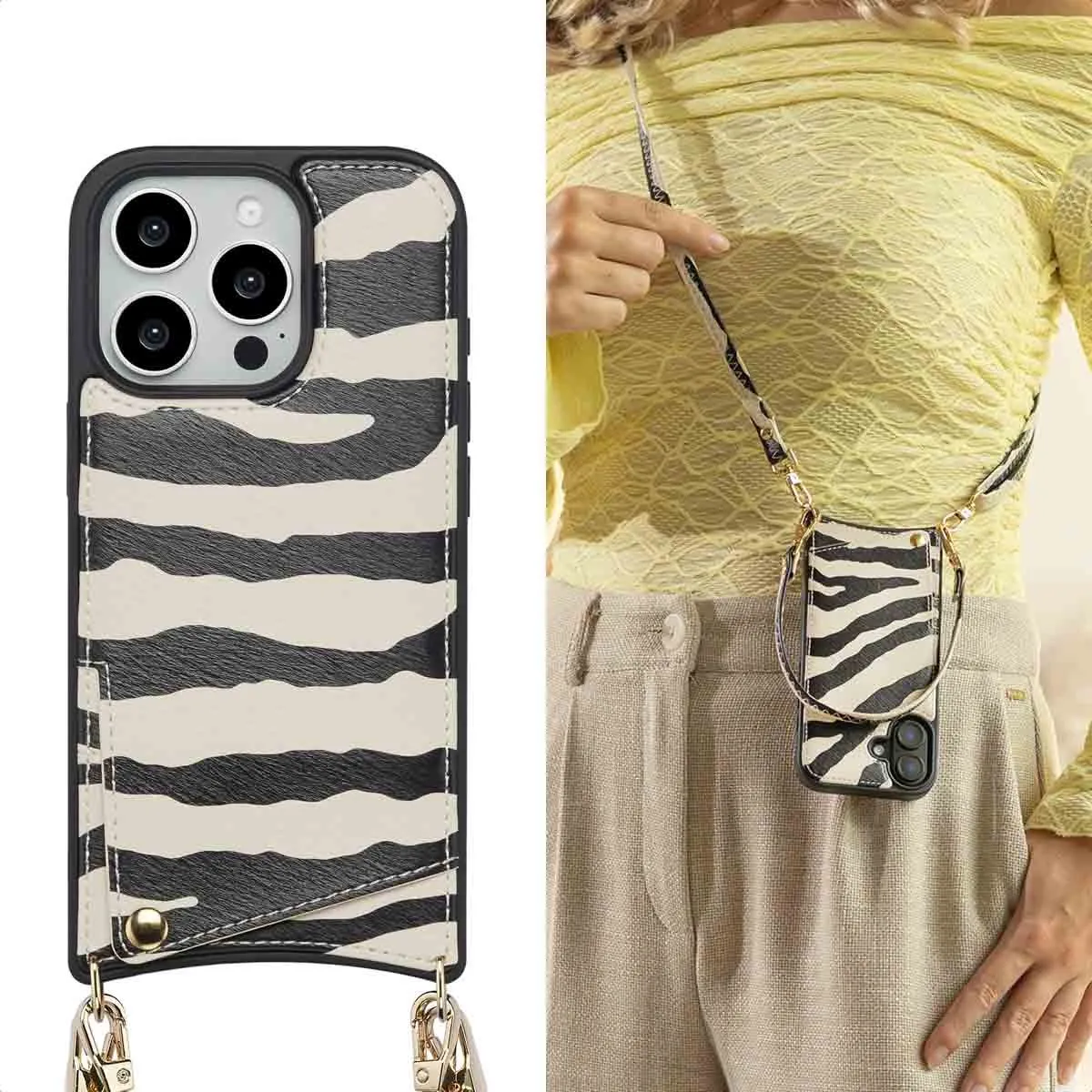 Selencia Hoesje iPhone 16 Pro Zazzy Zebra - 2 Pasjes