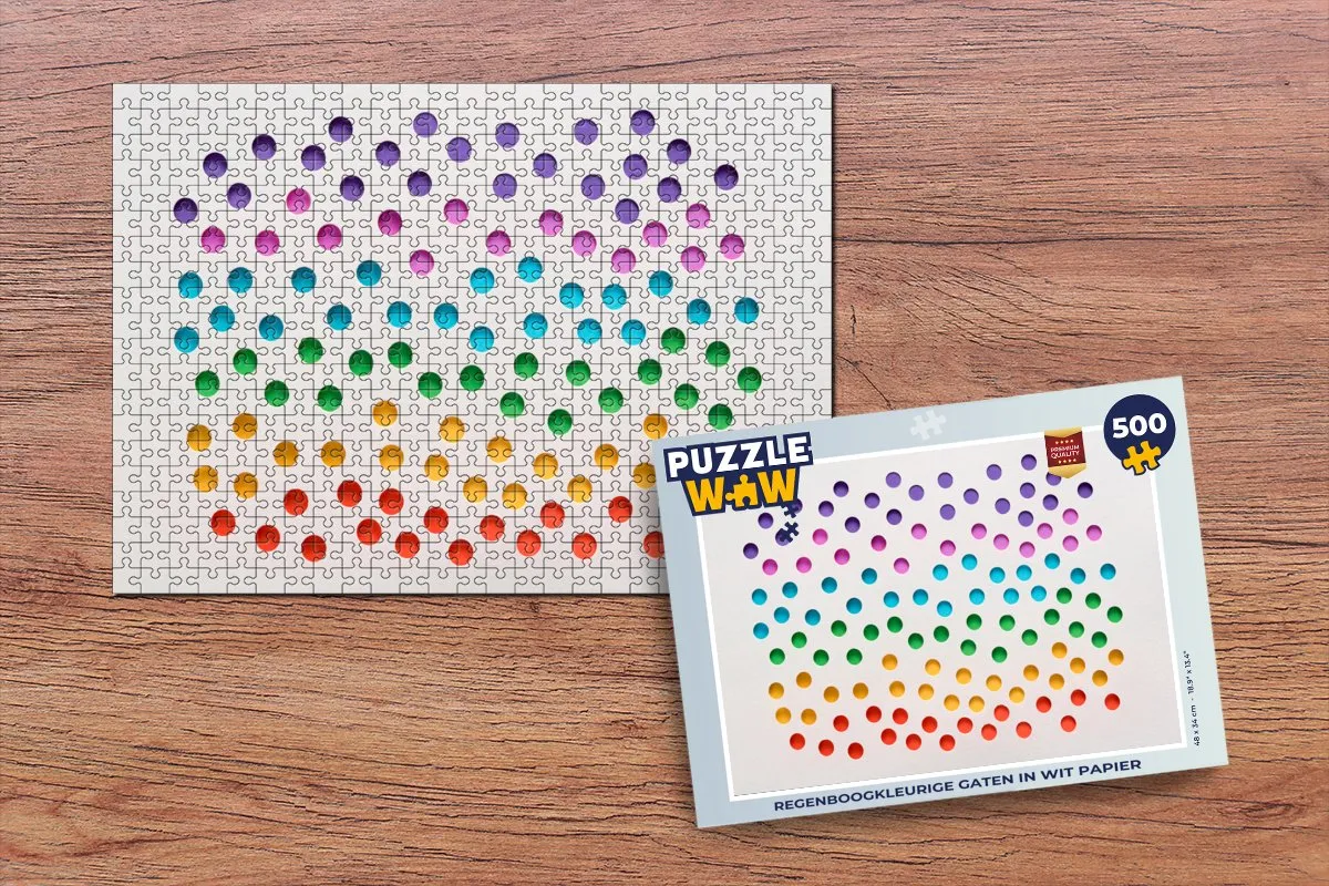 PuzzleWow Regenboogkleurige Gaten Legpuzzel 500 Stuks - Multicolor