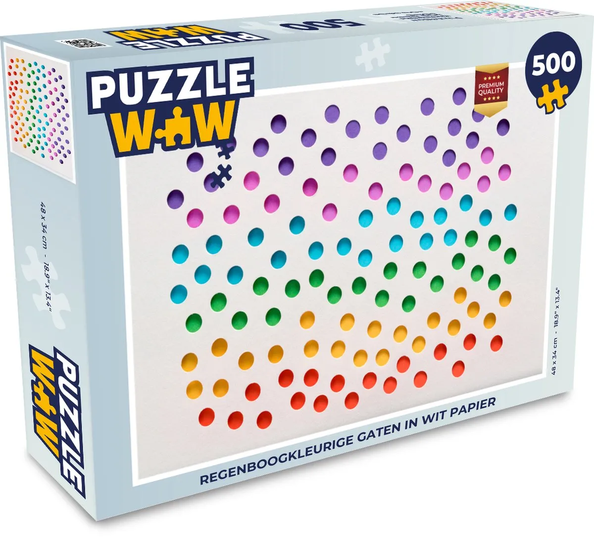 PuzzleWow Regenboogkleurige Gaten Legpuzzel 500 Stuks - Multicolor
