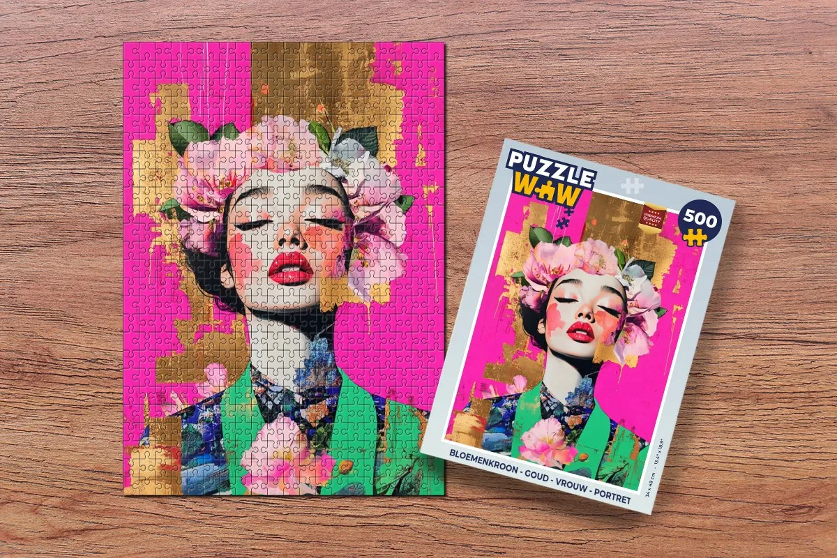 PuzzleWow Bloemenkroon Legpuzzel 500 Stuks - Goud