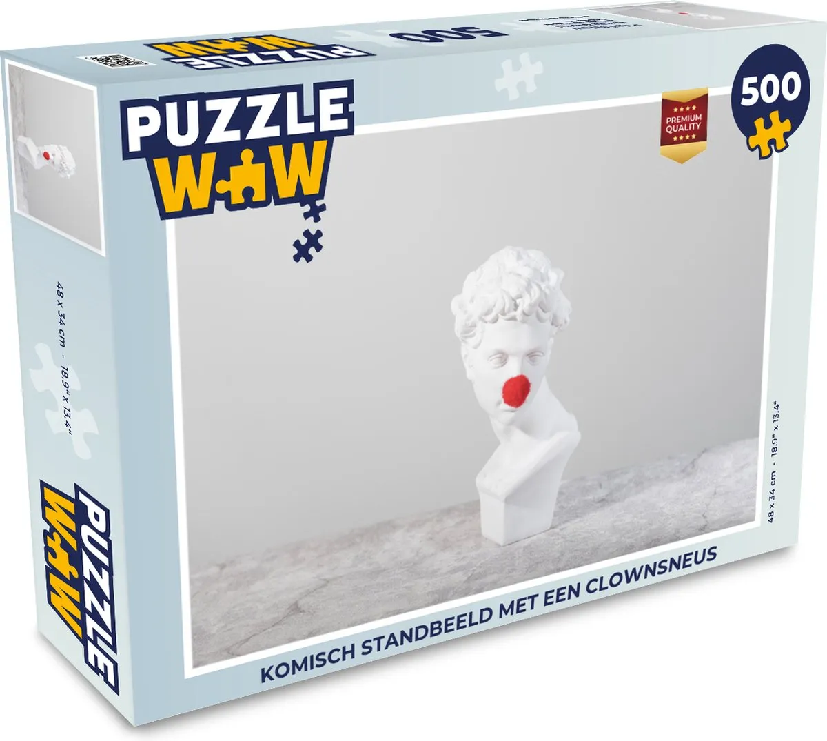 PuzzleWow Komisch Standbeeld met Clownsneus Legpuzzel 500 Stuks - Multicolor