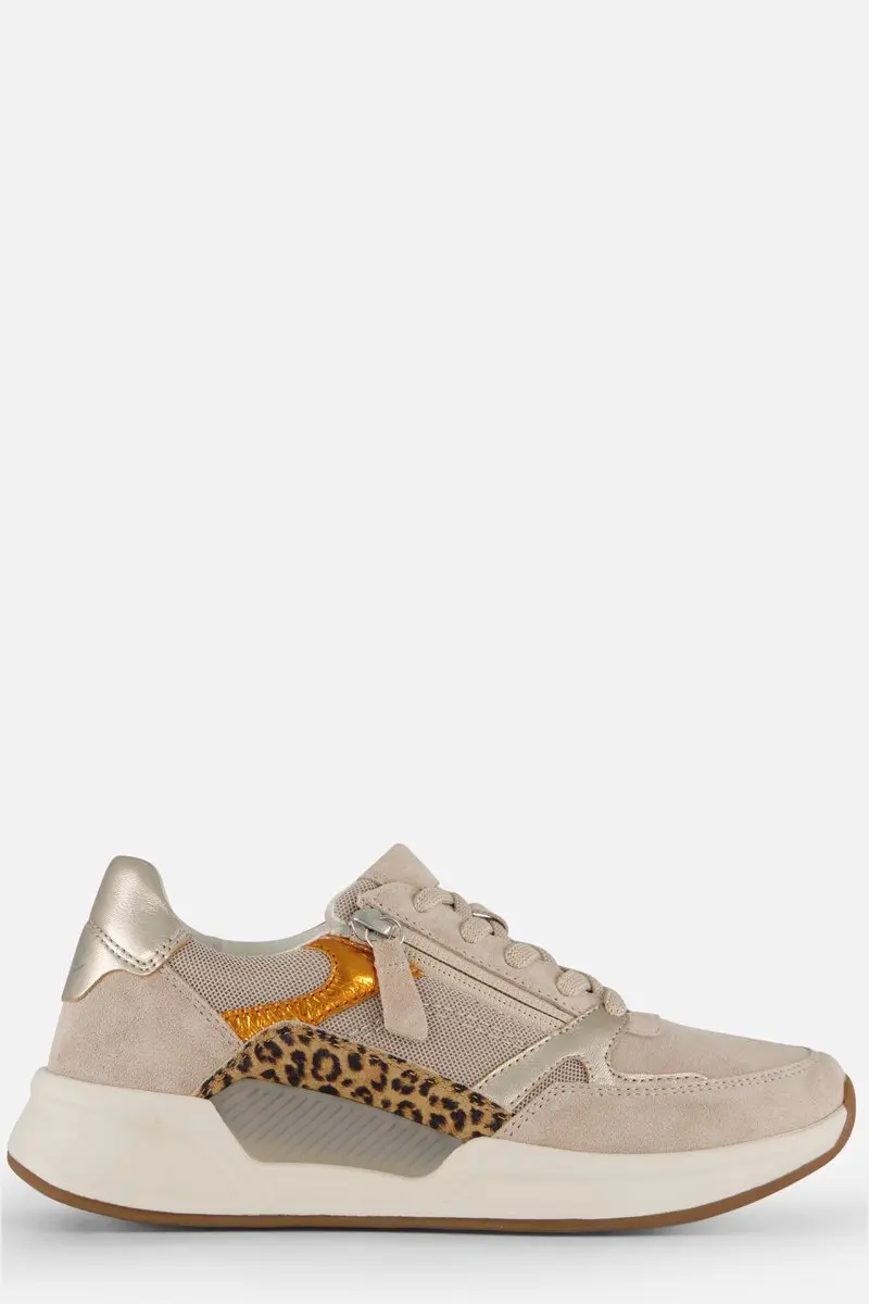 Gabor Leopard Rollingsoft Sneakers beige Textiel