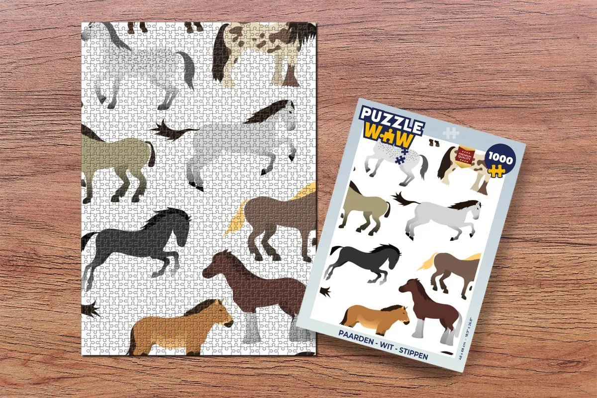 PuzzleWow Paarden Stippen Legpuzzel 1000 Stuks - Multicolor