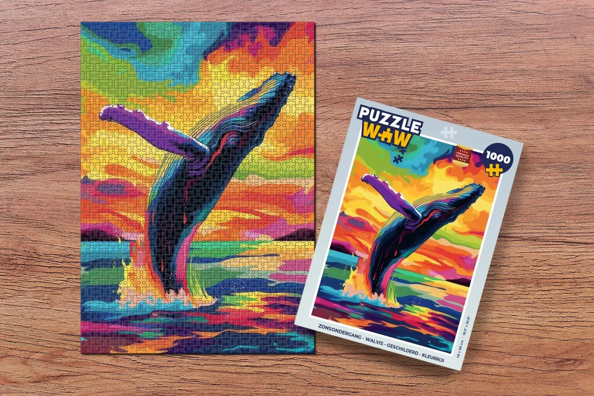 PuzzleWow Zonsondergang Walvis Legpuzzel 1000 Stuks - Kleurrijk