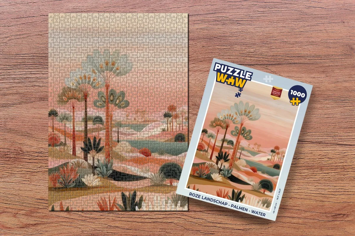PuzzleWow Legpuzzel Roze Landschap - 1000 Stuks