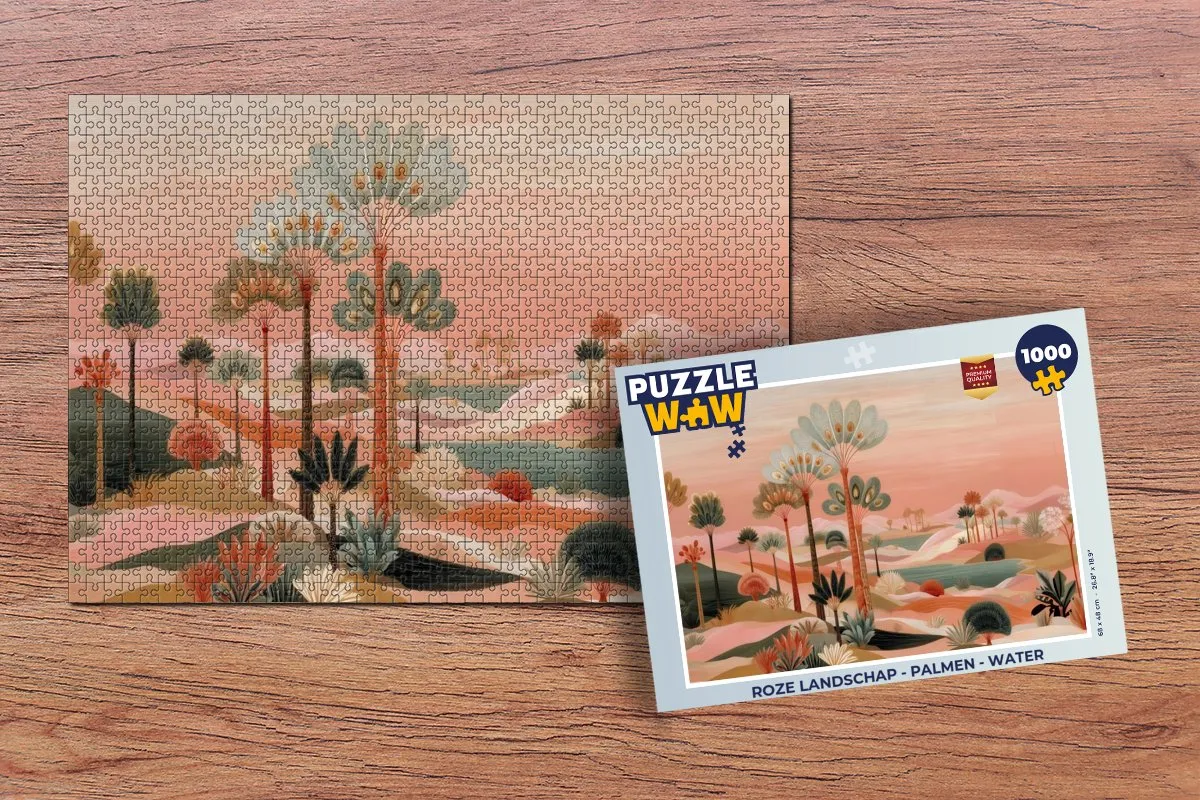 PuzzleWow Legpuzzel Roze Landschap - 1000 Stuks