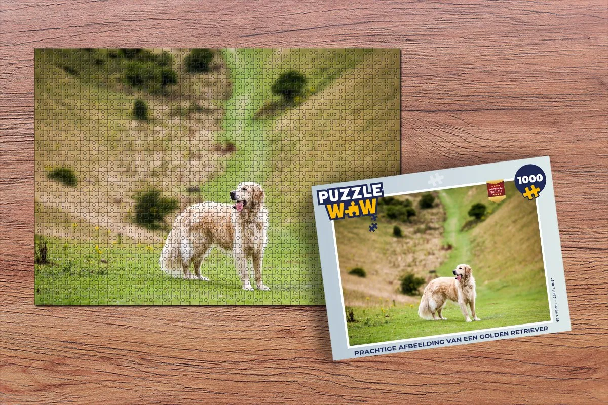 PuzzleWow Golden Retriever Legpuzzel 1000 Stuks - Multicolor