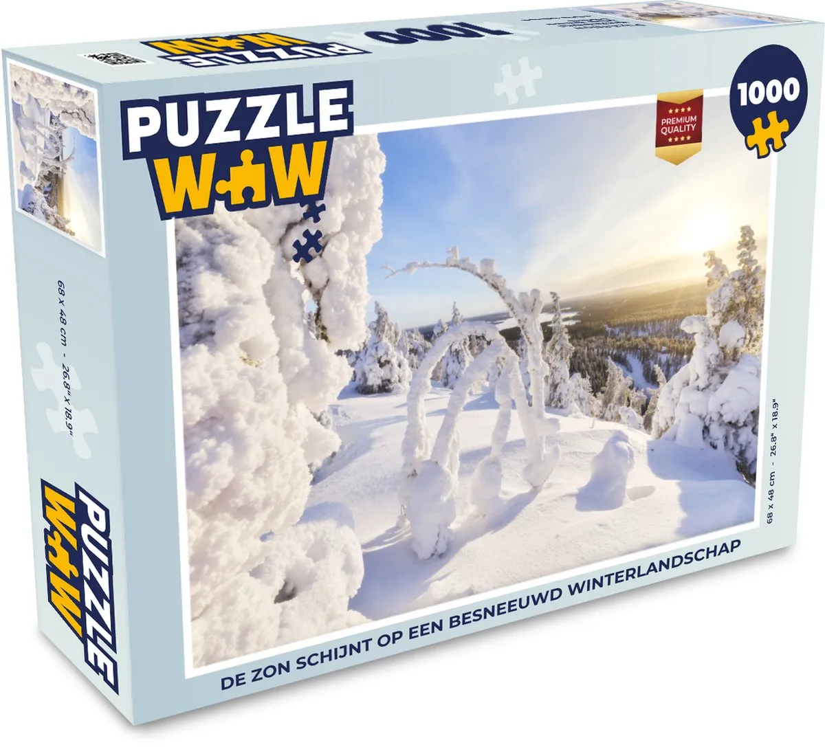 PuzzleWow Legpuzzel De Zon Schijnt Op Een Besneeuwd Winterlandschap 1000 Stuks