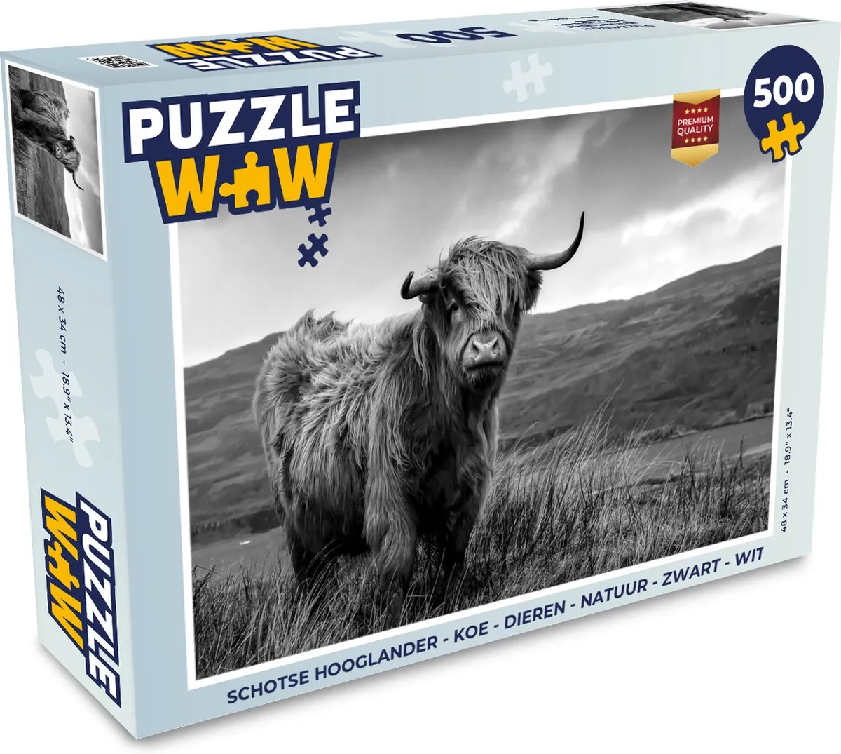 PuzzleWow Schotse Hooglander Legpuzzel 500 Stuks - Multicolor