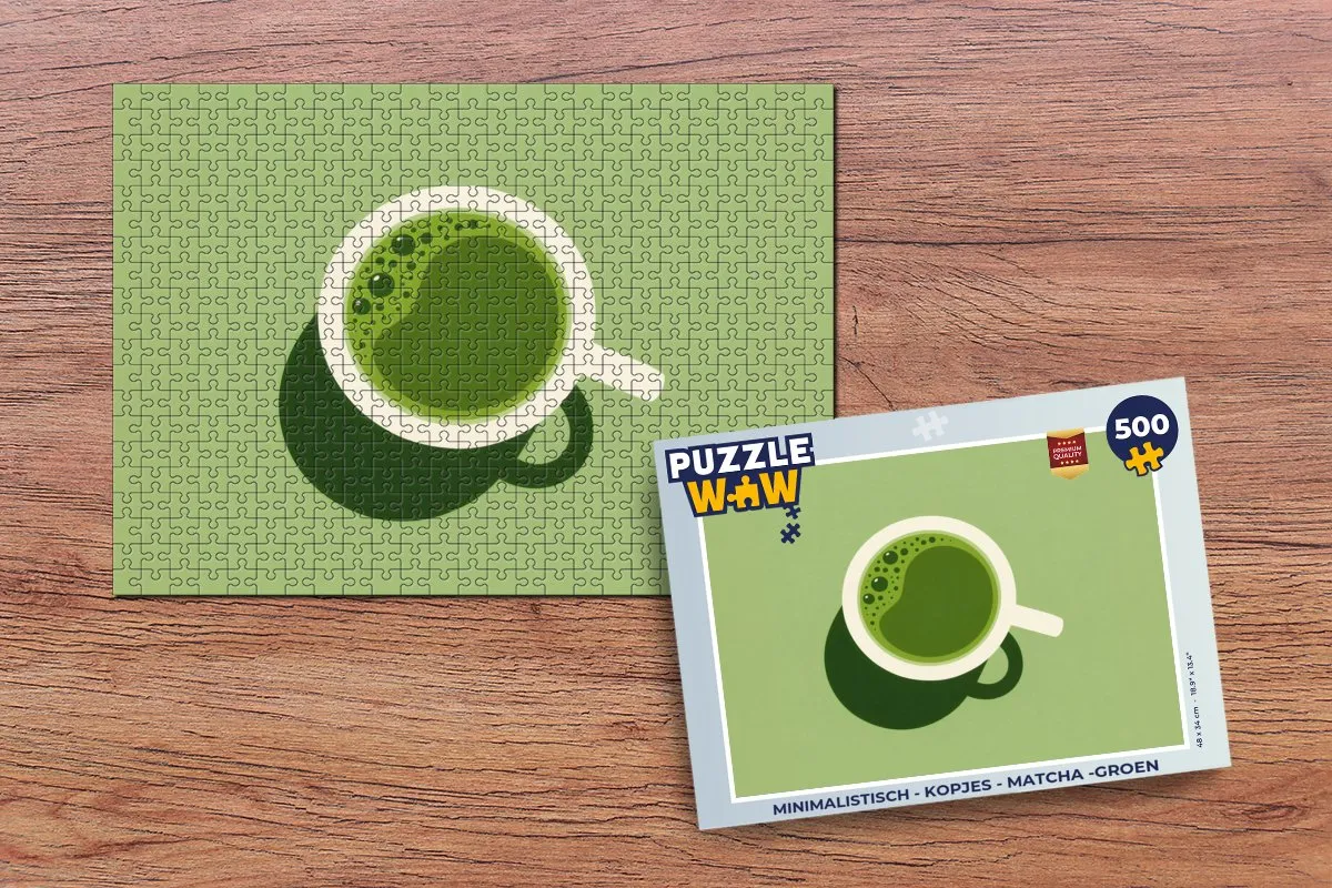 PuzzleWow Minimalistisch Kopjes Matcha Legpuzzel 500 Stuks