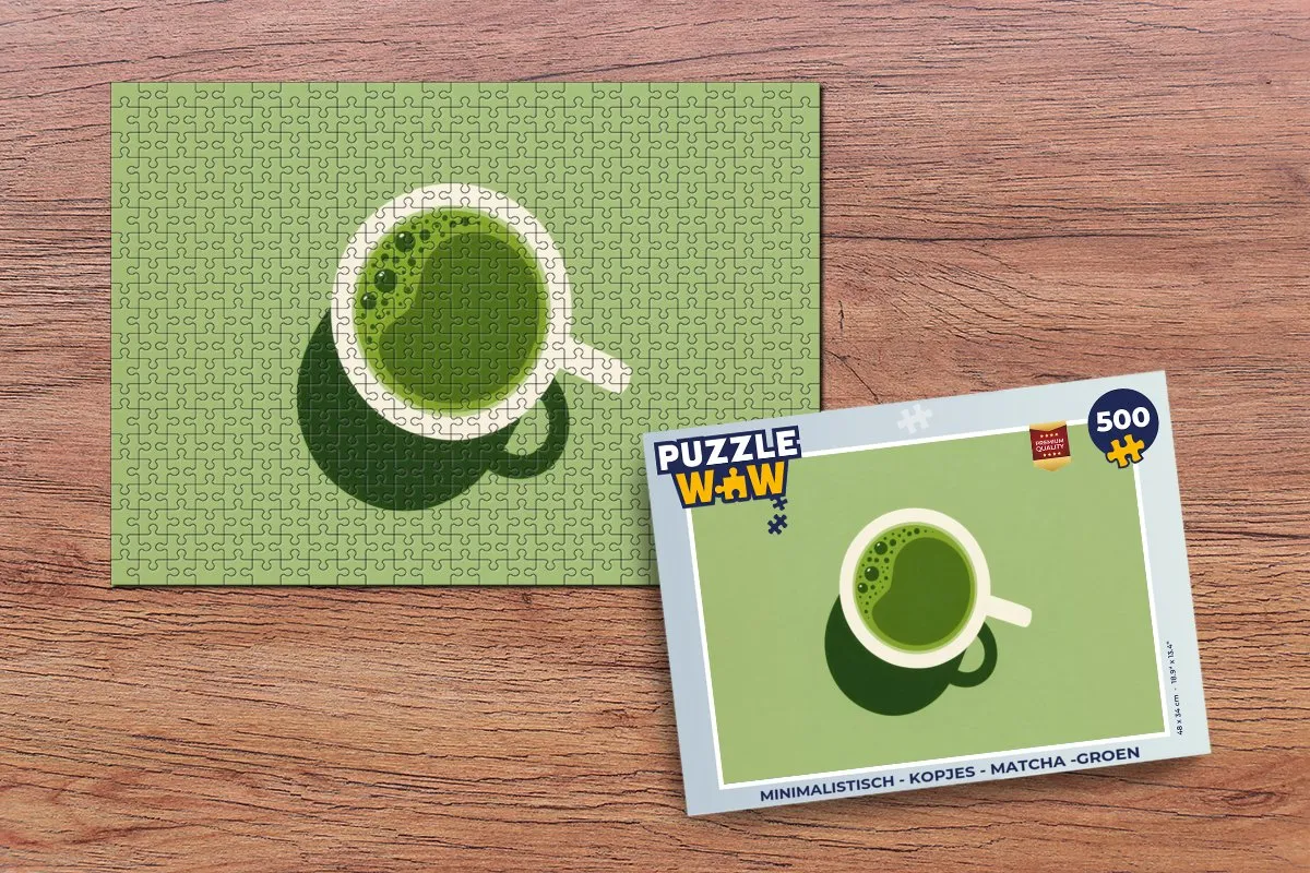 PuzzleWow Minimalistisch Kopjes Matcha Legpuzzel 500 Stuks
