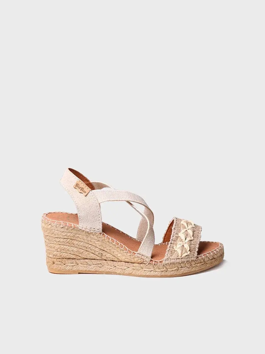 Dames sandaal met sleehak van jute