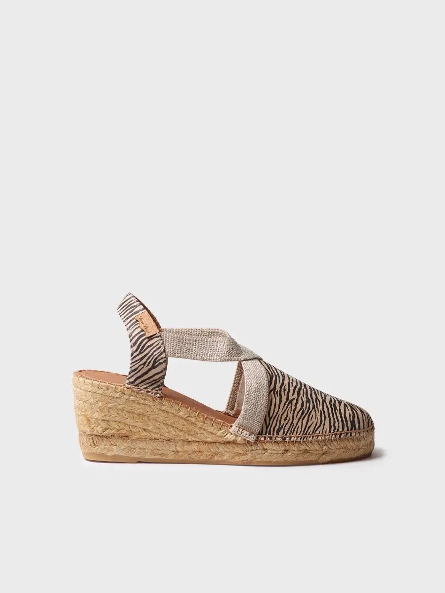 Espadrille met sleehak en zebraprint