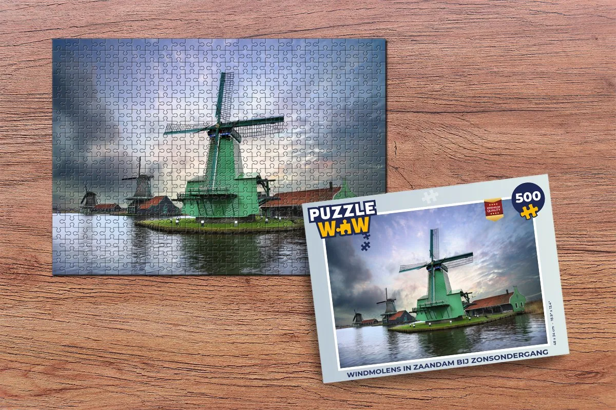 PuzzleWow Windmolens in Zaandam Legpuzzel 500 Stuks - Multicolor