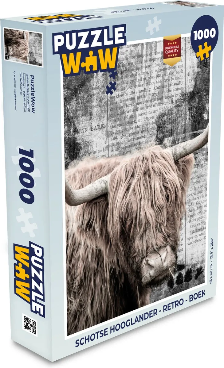 PuzzleWow Schotse Hooglander Legpuzzel 1000 Stuks