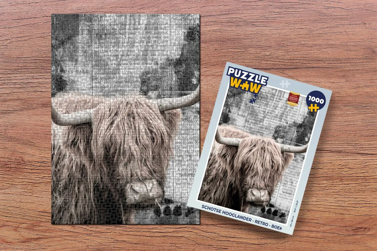 PuzzleWow Schotse Hooglander Legpuzzel 1000 Stuks - Multicolor