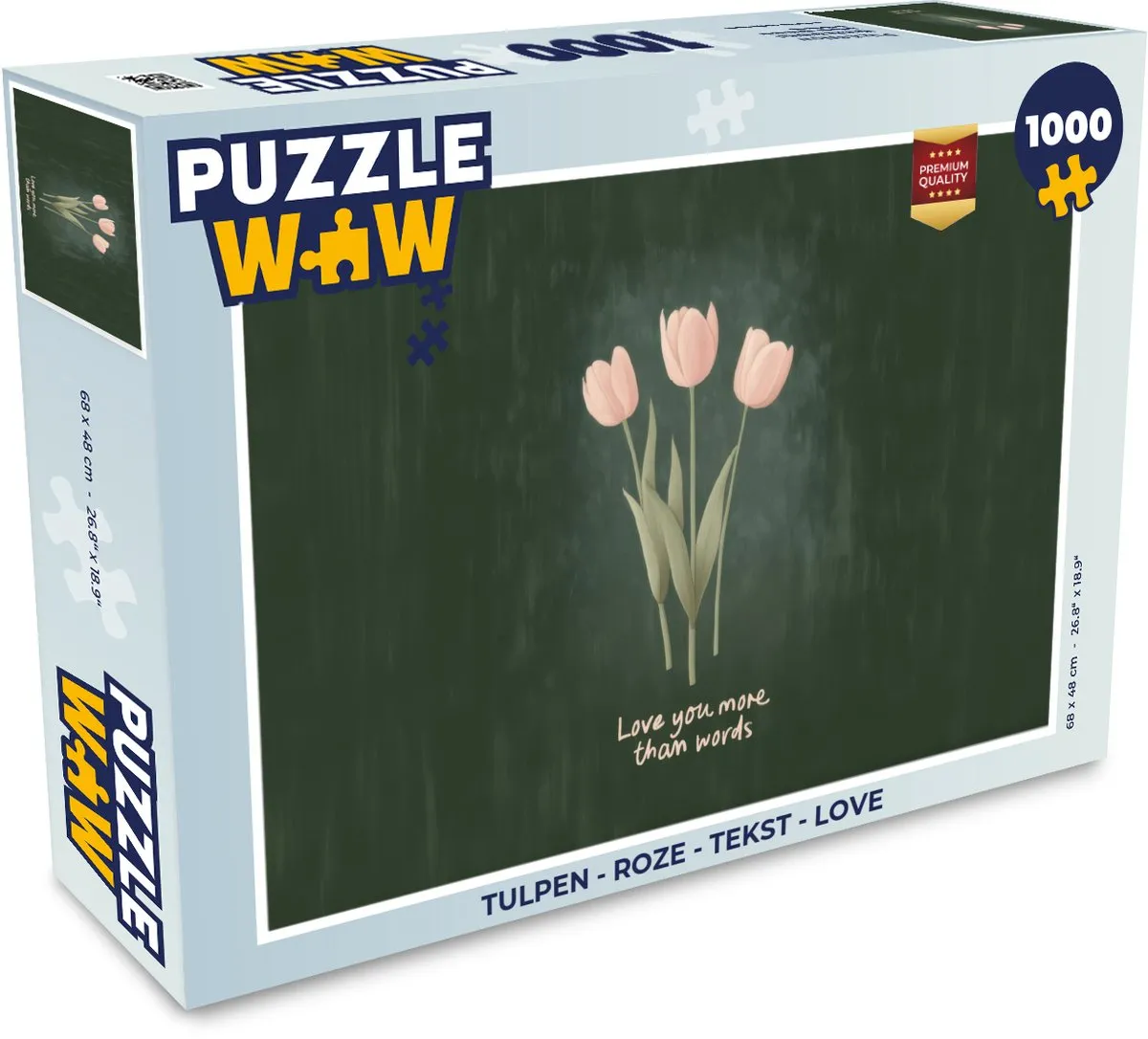 PuzzleWow Tulpen Love Legpuzzel 1000 Stuks - Roze/Groen