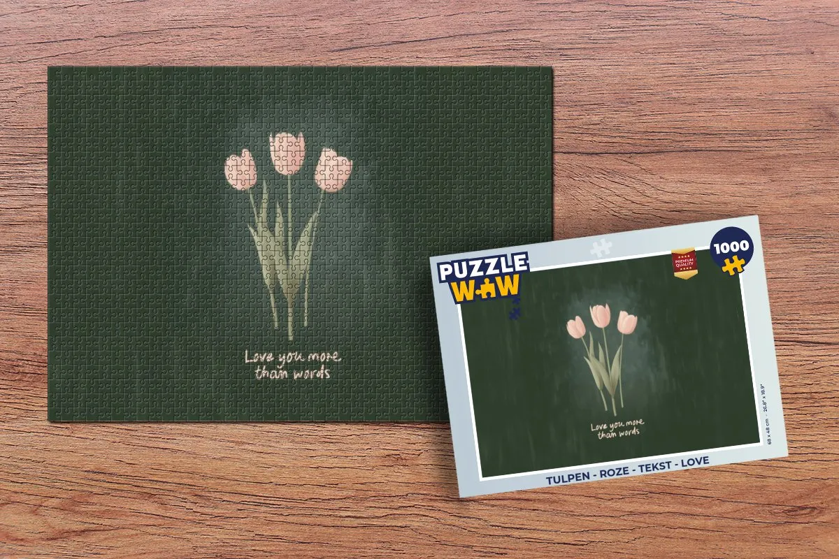 PuzzleWow Tulpen Love Legpuzzel 1000 Stuks - Roze/Groen