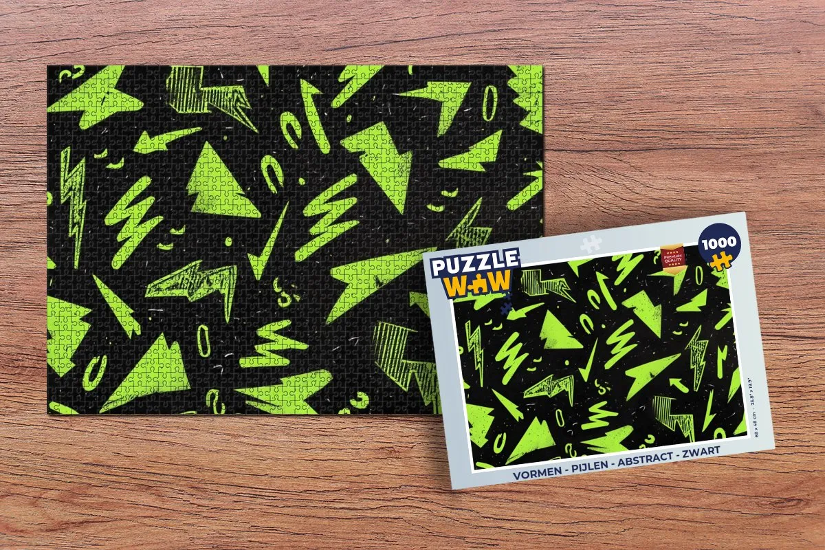 PuzzleWow Abstract Pijlen Legpuzzel 1000 Stuks - Zwart/Groen