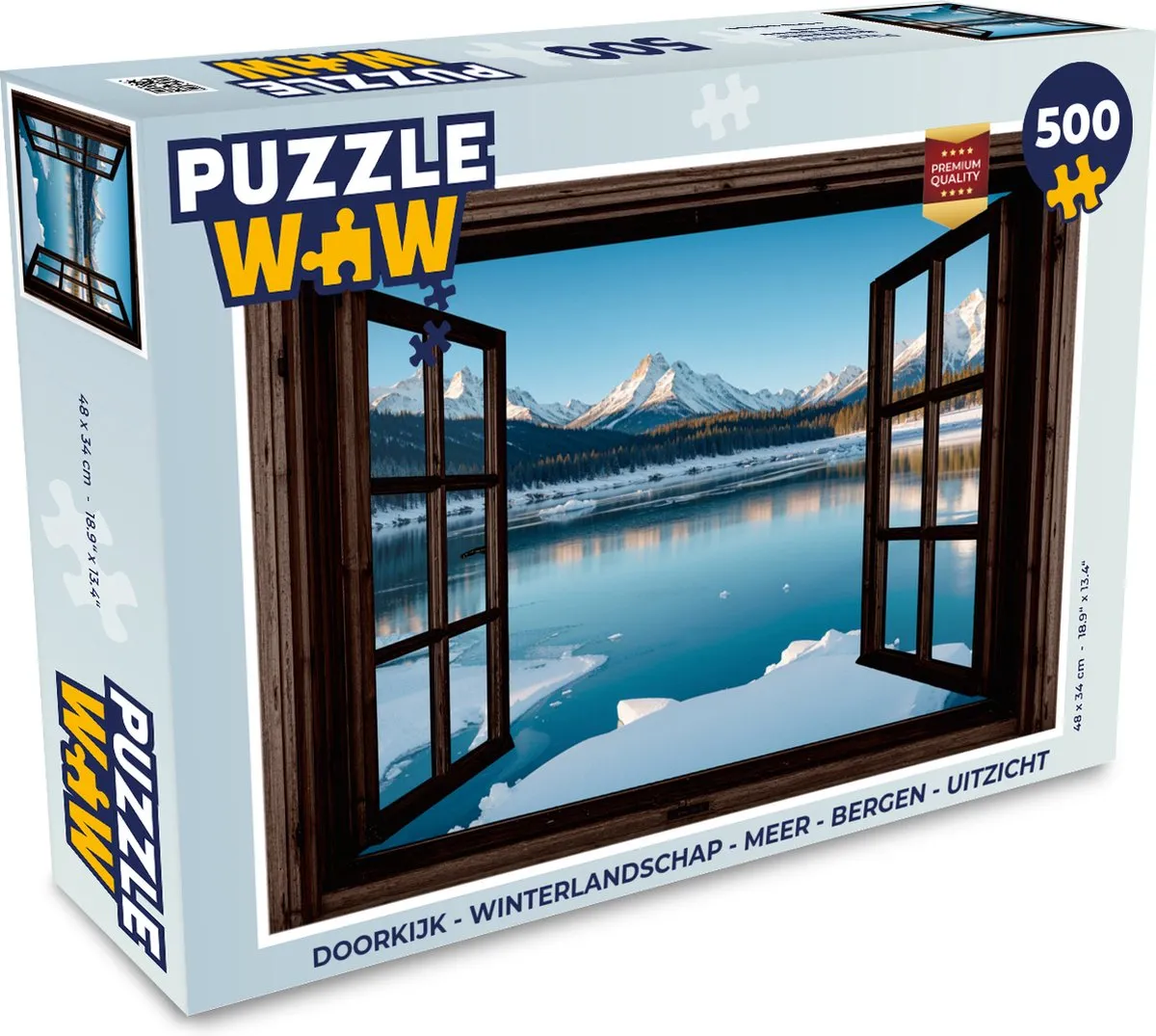 PuzzleWow Doorkijk Winterlandschap Legpuzzel 500 Stuks - Bergen/Winter