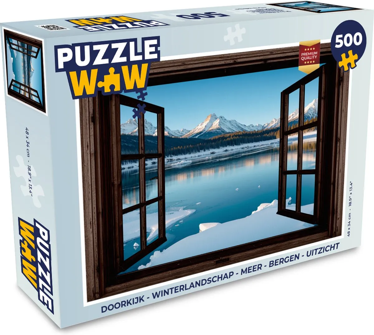 PuzzleWow Doorkijk Winterlandschap Legpuzzel 500 Stuks - Bergen/Winter