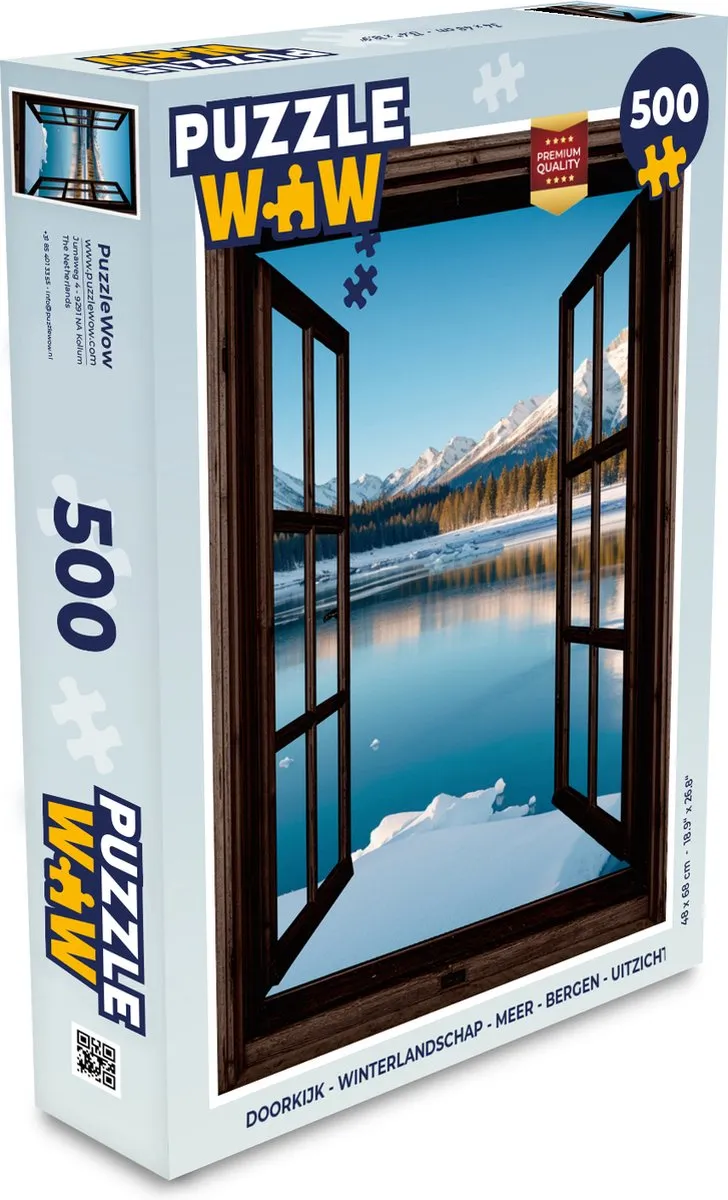 PuzzleWow Doorkijk Winterlandschap Legpuzzel 500 Stuks - Bergen/Winter