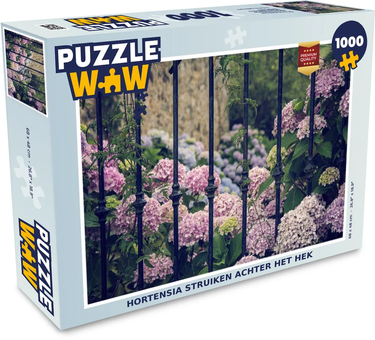 PuzzleWow Hortensia Struiken Achter Het Hek Legpuzzel 1000 Stuks