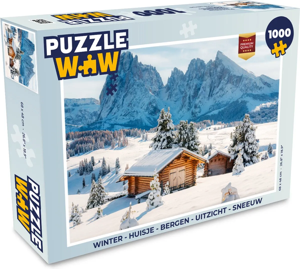 PuzzleWow Winter Huisje Bergen Uitzicht Sneeuw Legpuzzel 1000 Stuks