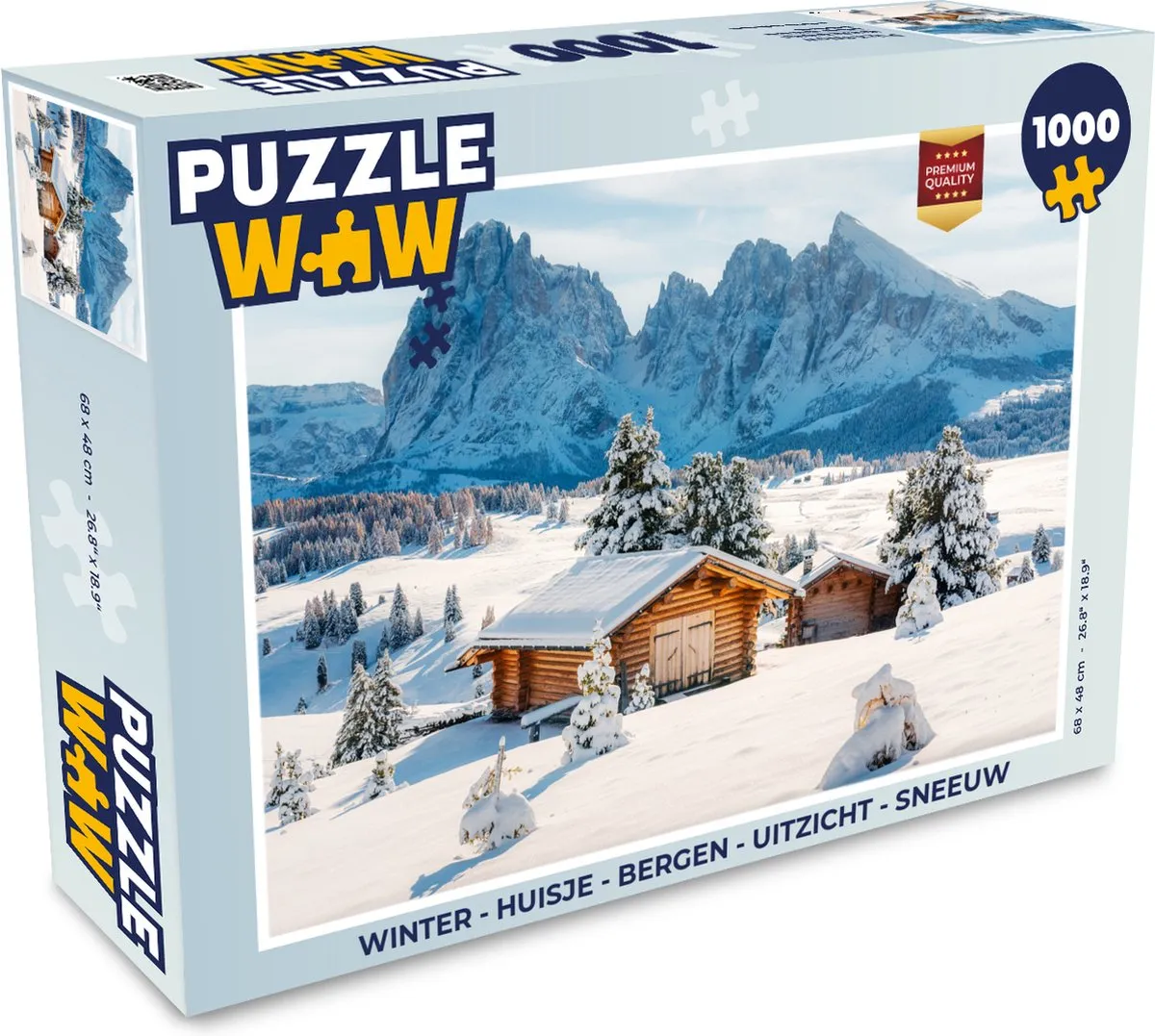 PuzzleWow Winter Huisje Bergen Uitzicht Sneeuw Legpuzzel 1000 Stuks
