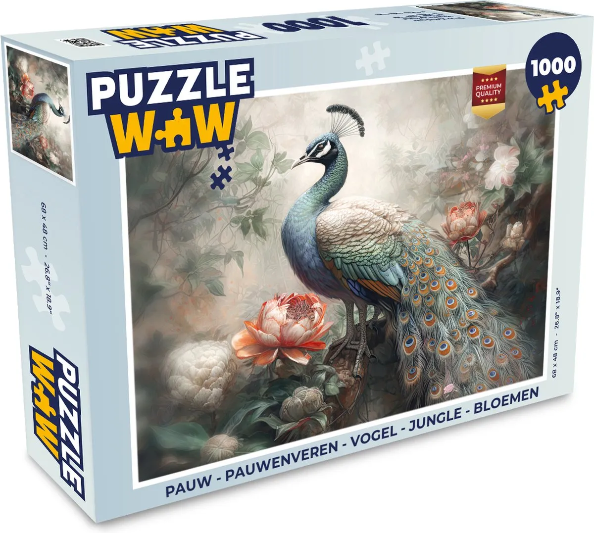 PuzzleWow Pauwenveren Legpuzzel 1000 Stuks - Multicolor