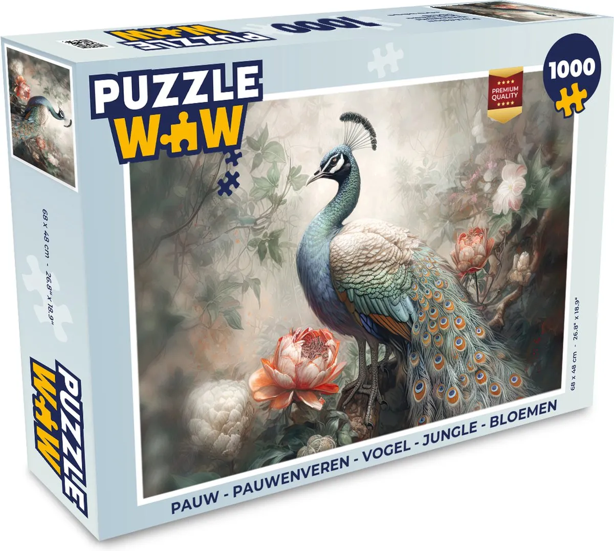 PuzzleWow Pauwenveren Legpuzzel 1000 Stuks - Multicolor
