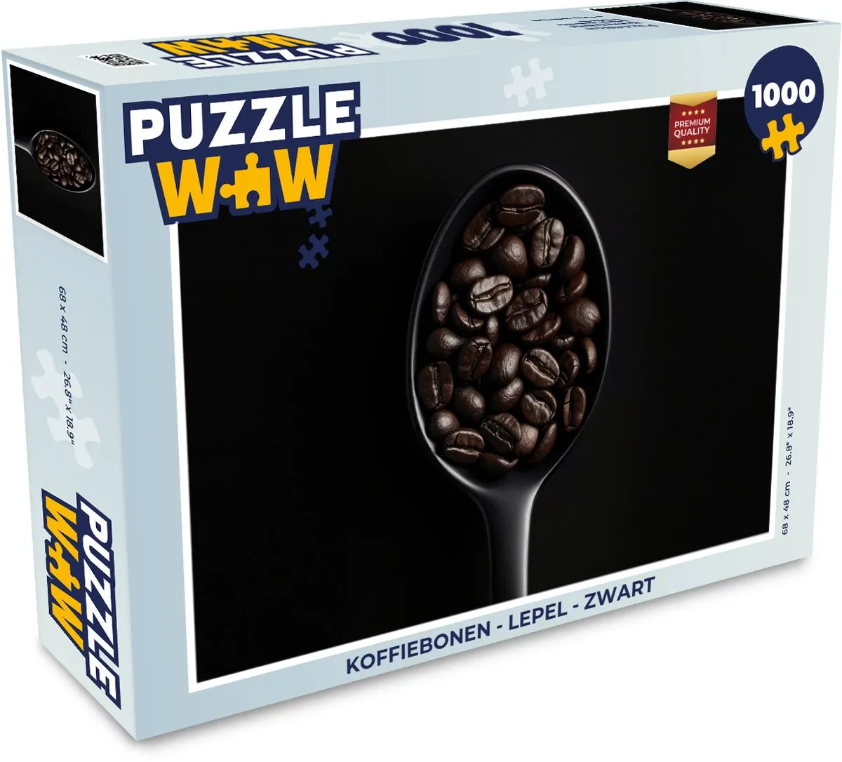 PuzzleWow Koffiebonen Lepel Puzzel 1000 Stuks - Zwart