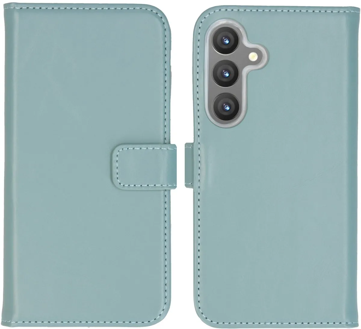 Selencia Echt Lederen Bookcase Hoesje Samsung Galaxy S24 - Lichtblauw