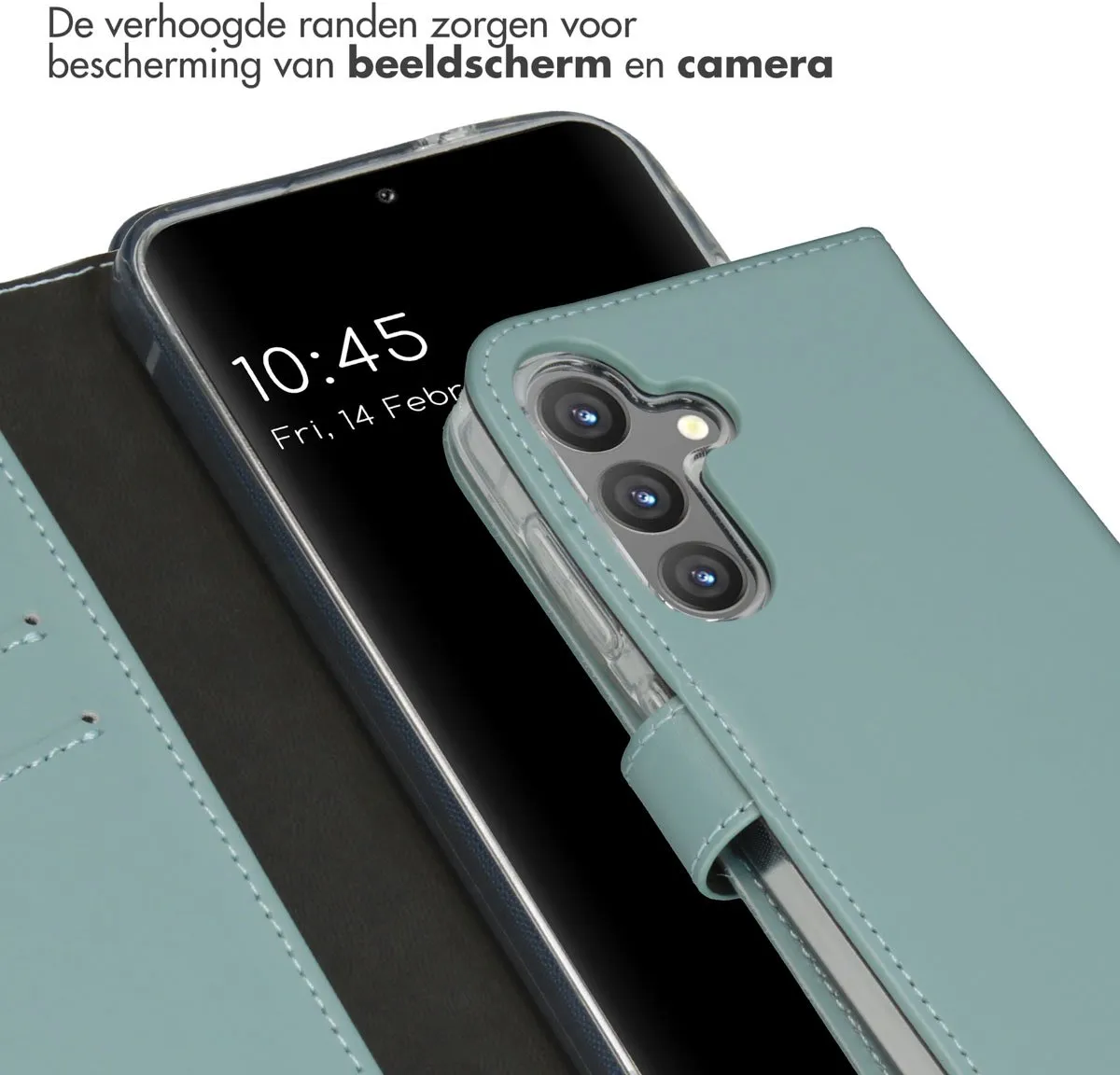 Selencia Echt Lederen Bookcase Hoesje Samsung Galaxy S24 - Lichtblauw