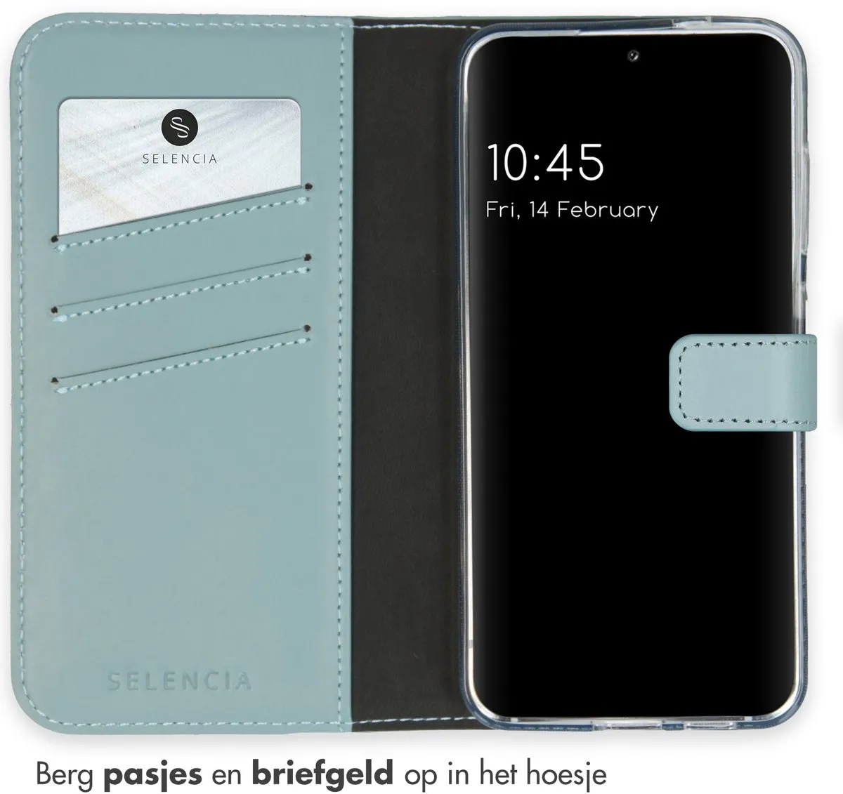 Selencia Echt Lederen Bookcase Hoesje Samsung Galaxy S24 - Lichtblauw