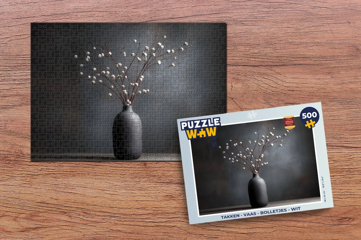 PuzzleWow Takken Vaas Bolletjes Legpuzzel 500 Stuks - Wit