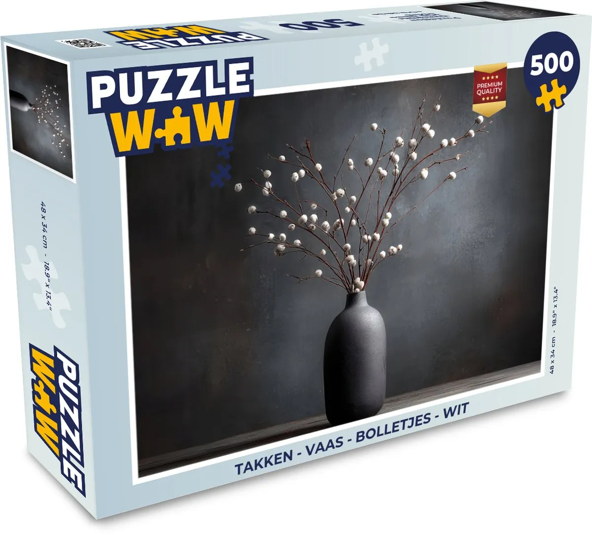 PuzzleWow Takken Vaas Bolletjes Legpuzzel 500 Stuks - Wit
