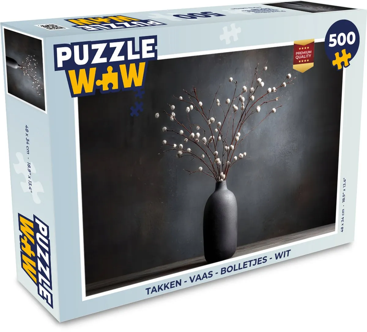PuzzleWow Takken Vaas Bolletjes Legpuzzel 500 Stuks - Wit