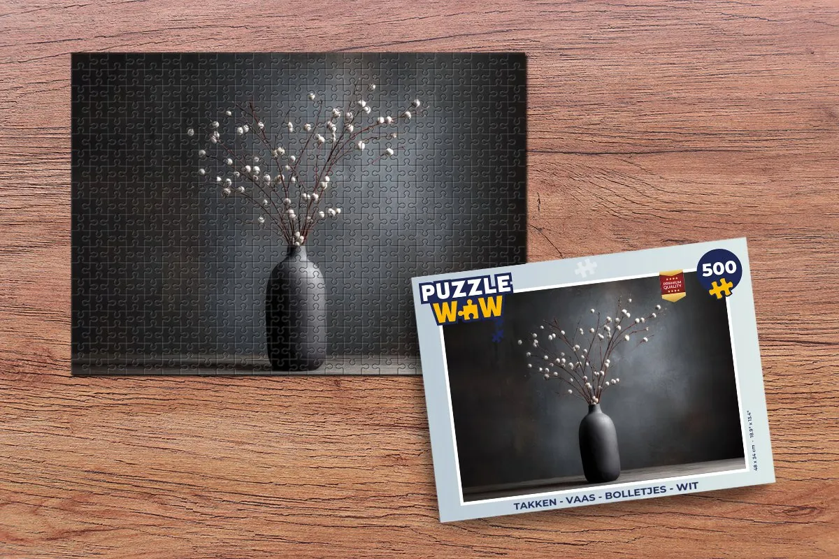 PuzzleWow Takken Vaas Bolletjes Legpuzzel 500 Stuks - Wit